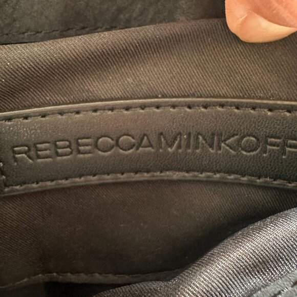 Rebecca Minkoff Purse Small Charcoal Suede Studded Chain Crossbody‎ Soft Velvety - Picture 10 of 16